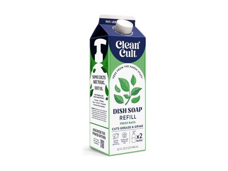 Cleancult Dish Soap Refill, Fresh Basil, 32 fl oz/946 mL