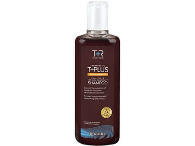 True+Real Therapeutic T+Plus Extra Strength Tar Gel Dandruff Shampoo, Coal Tar 1%, 6 fl oz/177 mL