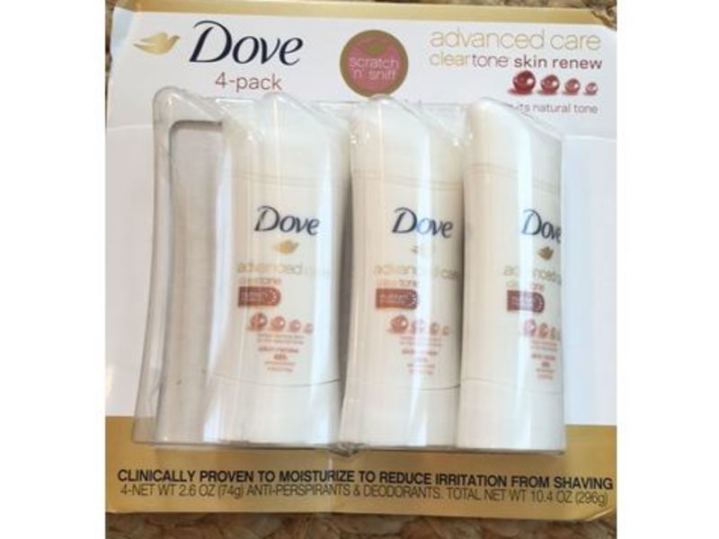 Dove Advanced Care Skin Renew Antiperspirant Deodorant Stick, Clear Tone, 2.6 oz/74 g