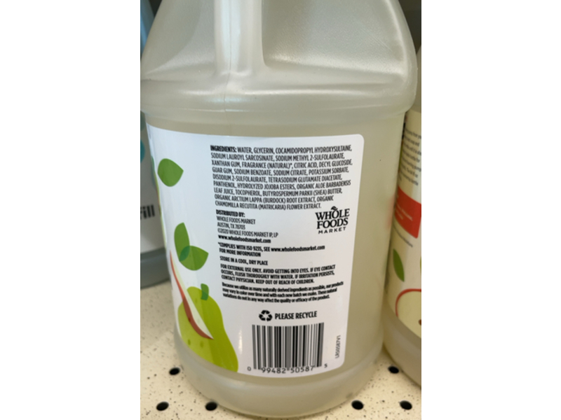 365 Whole Foods Market Liquid Hand Soap Refill, Anjou Pear, 64 fl oz/1.89 L