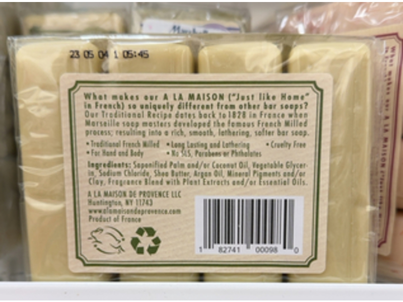 A La Maison De Provence Hand & Body Imported Soap, Rosemary Mint, 3.5 oz/100 g, 4 Count