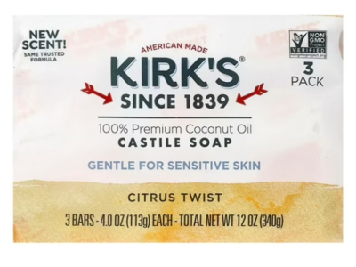 Kirk's Castile Soap, Citrus Twist, 4 oz/113 g, Pack Of 6