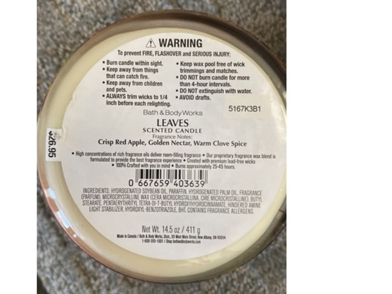 Bath & Body Works Soy Wax Blend Candle, Leaves, 14.5 oz/411 g