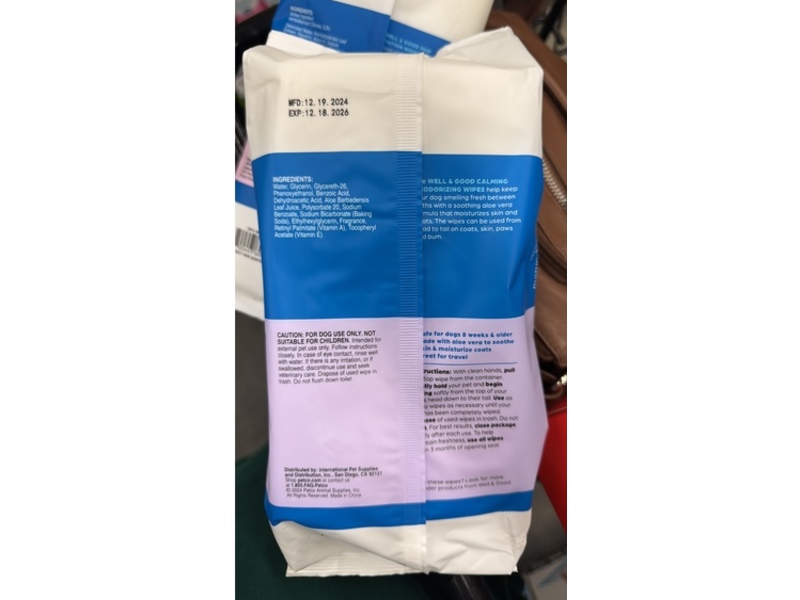 Well & Good Calming Deodorizing Dog Wipes, Lavender, 100 Count