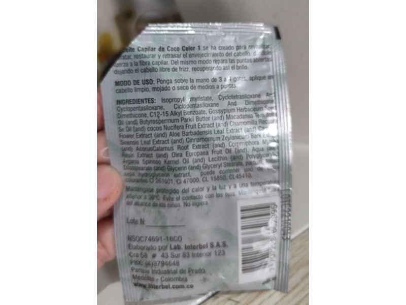 Palasti Coconut Hair Oil Color-1, 0.51 oz/15 mL