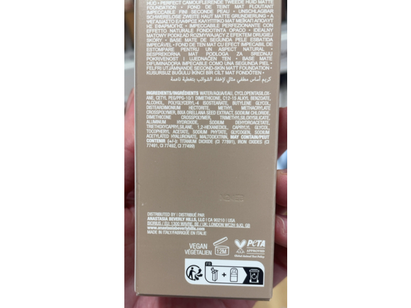 Anastasia Beverly Hills Impeccable Blurring Second Skin Matte Foundation, 2W, 1.18 fl oz/35 mL