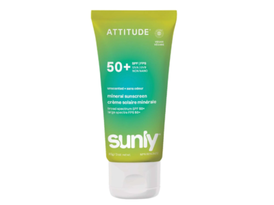 Attitude Sunly Mineral Sunscreen, Unscented, SPF 50+, 3 oz/85 g