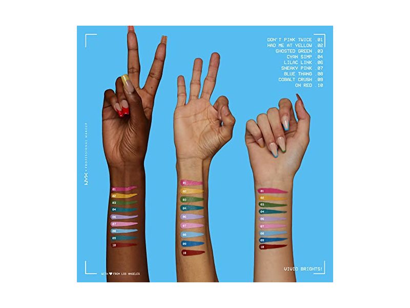 NYX Vivid Brights Liquid Liner, Sneaky Pink, 0.06 fl oz/2.0 mL