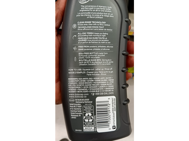 Dial Men Body + Hair + Face Wash, Hydro Fresh Aloe, 16 fl oz/473 mL, Pack Of 6