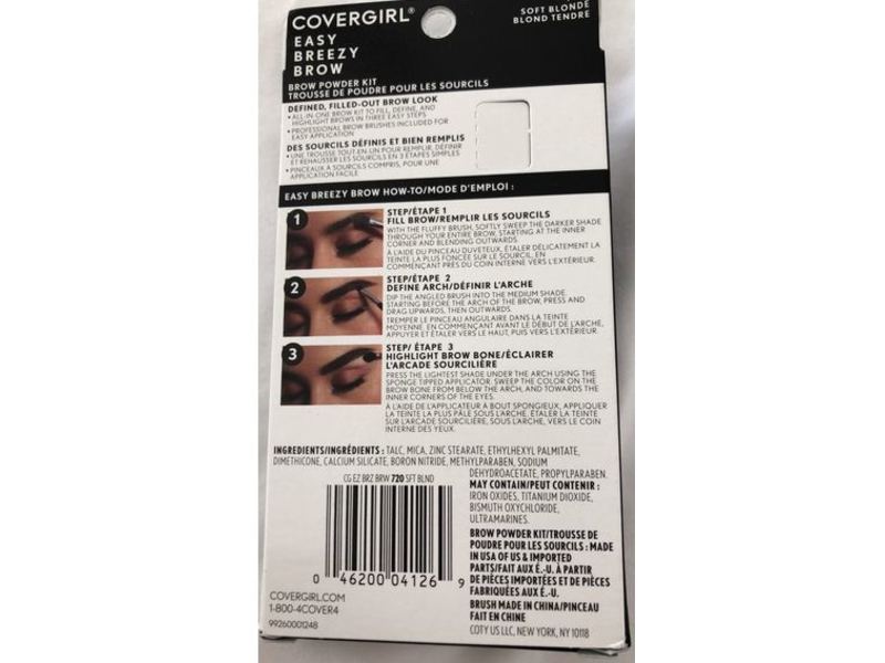 CoverGirl Easy Breezy Brow Powder Kit, 720 Soft Blonde, 0.14 oz/4 g