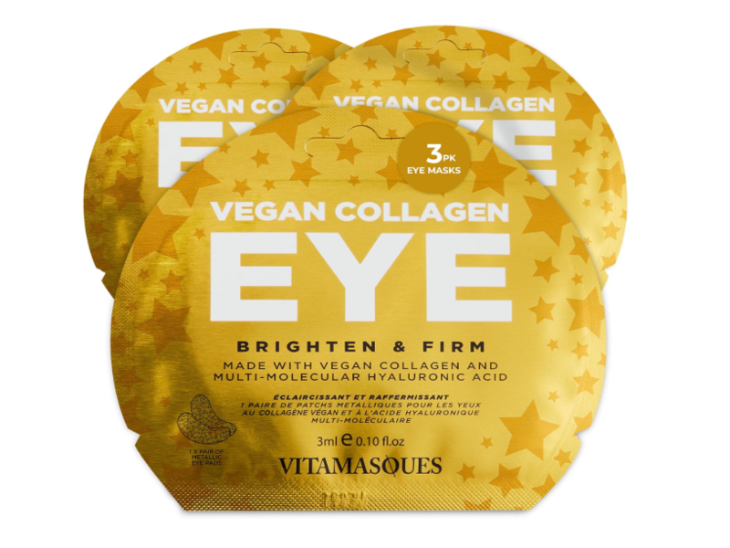 Vitamasques Eye Brighten & Firm Pads, Vegan Collagen & Hyaluronic Acid, 0.10 fl oz/3 mL