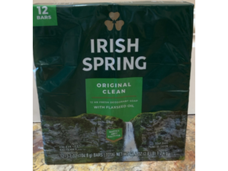 Irish spring Fresh Deodorant Soap, Original Clear, 3.7 oz/104.8 g, 12 Bar