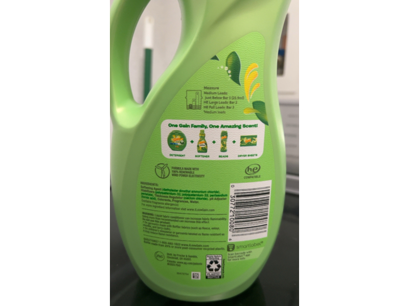 Gain Fabric Softener, Original, 60 Loads, 44 fl oz/1.31 L