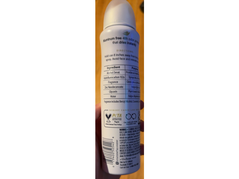 Dove 48h Odor Protection Deodorant Spray, Oat Milk & Vanilla, 4 oz/113 g