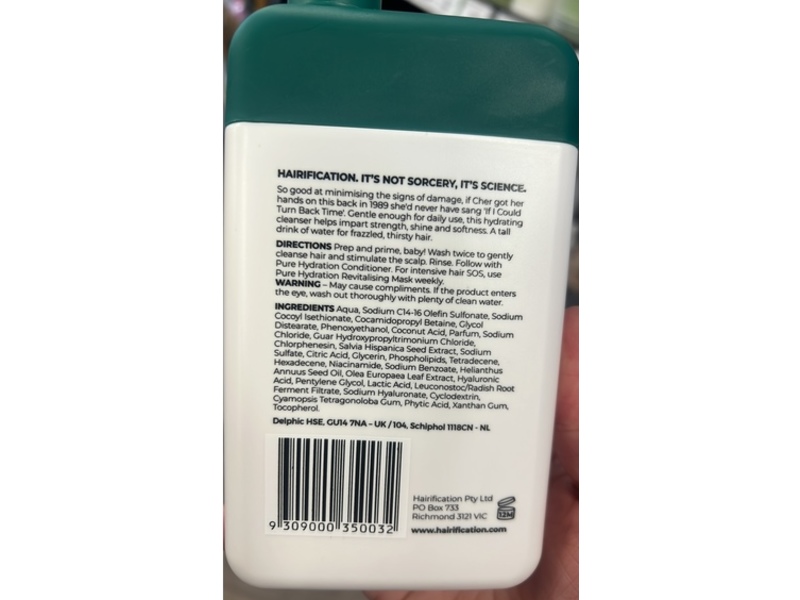 Hairification Pure Hydration Shampoo, 10.14 fl oz/300 mL