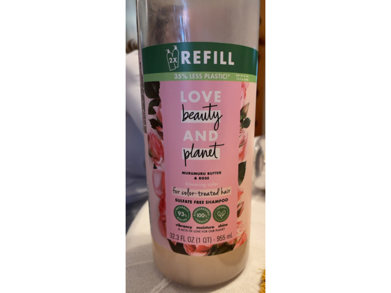 Love Beauty & Planet Color-Treated Hair Shampoo, Murumuru Butter & Rose, 32.2 fl oz/955 mL