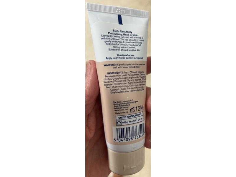 Boots Oats Daily Moisturising Hand Cream, Colloidal Oatmeal, 2.5 fl oz/75 mL