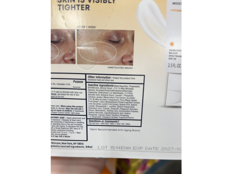 Roc Multi Correxion Revive+Glow Moisturizer, Vitamin C+SPF 30, 2.5 fl oz/74 mL, Pack Of 2