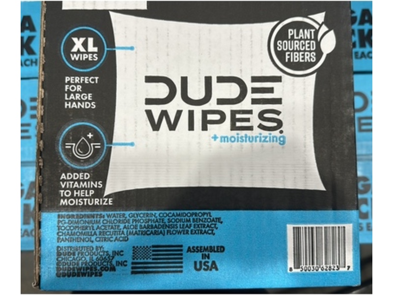 Dude Wipes XL Flushable Wipes, Fragrance Free, Pack Of 8, 480 Count
