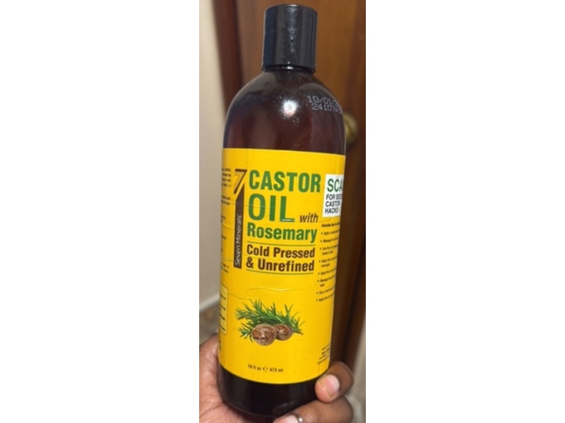 Seven Minerals Cold Pressed & Unrefined Castor Oil, Rosemary, 16 fl oz/473 mL
