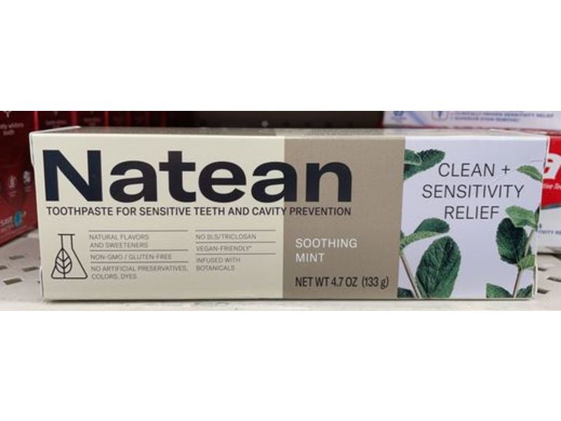 Natean Sensitive And Cavity Prevention Toothpaste, Soothing Mint, 4.7 oz/133 g