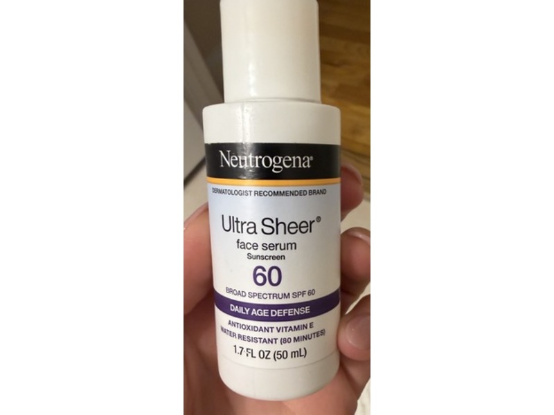Neutrogena Ultra Sheer Face Serum Sunscreen, SPF 60, Daily Age Defense, 1.7 fl oz/50 mL