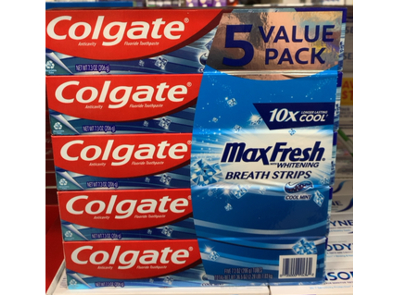 Colgate Max Fresh Fluoride Toothpaste, Cool Mint, 7.3 oz/206 g, Pack Of 5