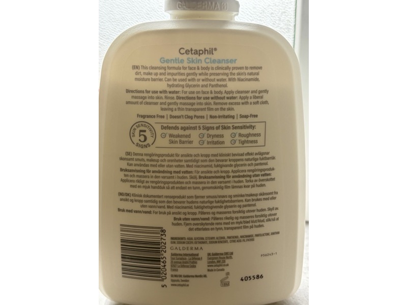 Cetaphil Gentle Skin Cleanser, Niacinamide, Hydrating Glycerin & Panthenol, 473 mL