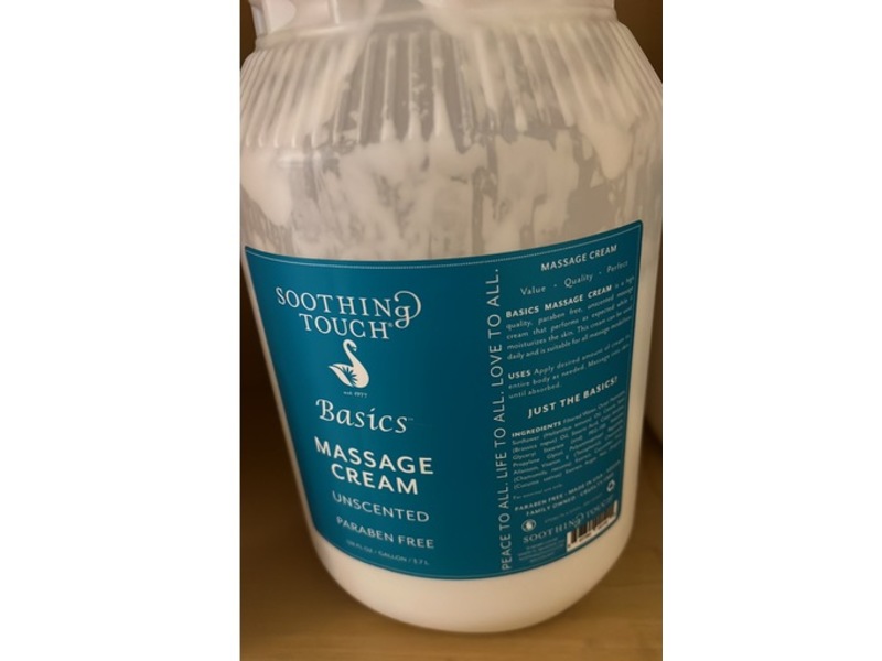 Soothing Touch Basics Massage Cream, Unscented, 128 fl oz/3.7 L