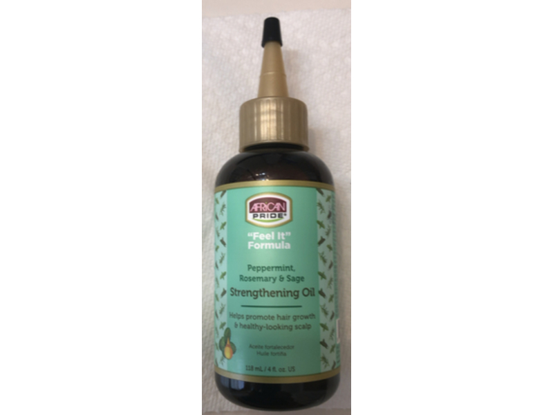 African Pride Feel It Formula Strengthening Oil, Peppermint+Rosemary, & Sage, 4 fl oz/118 mL