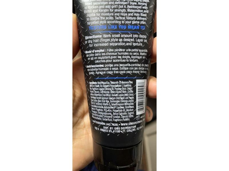 GIBS Grooming Tactical Texture Texturizing Fiber Paste, 3 fl oz/89 mL