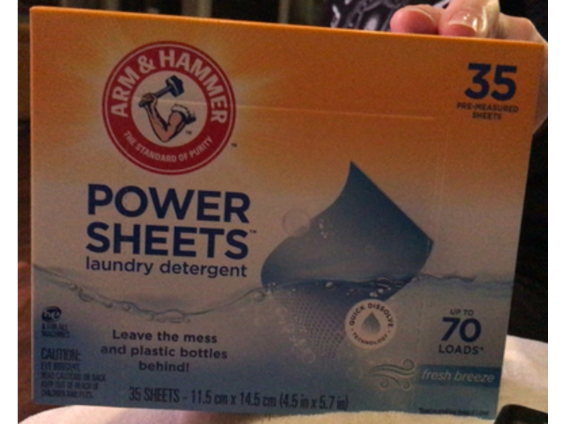 Arm & Hammer Laundry Detergent Power Sheets, Fresh Breeze, 70 Loads, 35 Count, Pack Of 2