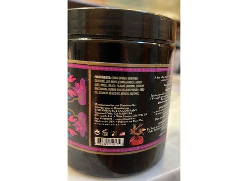 Kama Sutra Kissable Honey Dust Body Powder, Raspberry Kiss, 6 oz/170 g