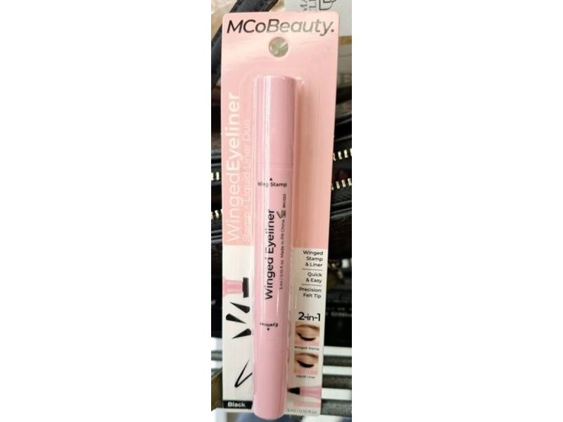 MCoBeauty 2 In 1 Winged Stamp + Liquid Liner Duo, Black, 0.10 fl oz/3 mL