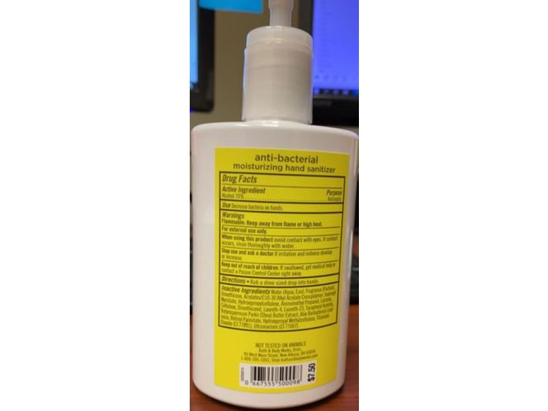 Bath & Body Works Anti-Bacterial Hand Sanitizer, Sunshine & Lemons, 7.6 fl oz/225 mL