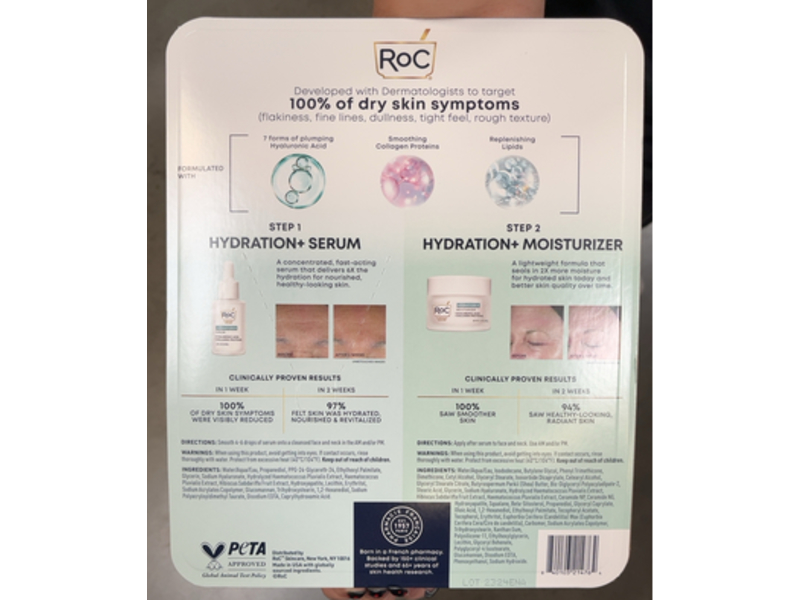 Roc Hydration Serum + Moisturizer Duo, Hyaluronic Acid & Collagen Proteins, 1.0 fl oz/30 mL + 1.7 oz/48 g