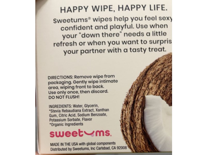 Sweetums Taste Below The Waist Adult Wet Wipes, Pina Colada, 10 Count