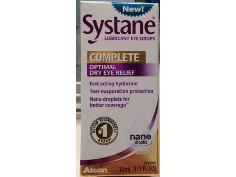 Systane Complete Lubricant Eye Drops, Optimal Dry Eye Relief, 0.34 fl oz/10 mL
