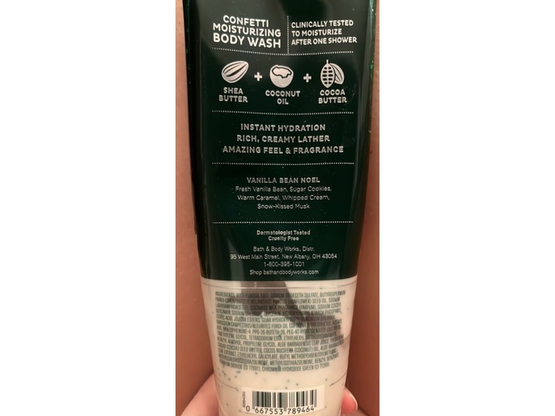 Bath & Body Works Vanilla Bean Noel Confetti Moisturizing Body Wash, Shea Butter + Cocoa Butter, 10 fl oz/296 mL
