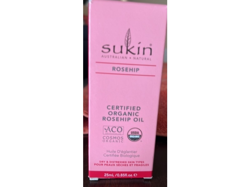 Sukin Certified Organic Rosehip Oil, 0.85 fl oz/25 mL