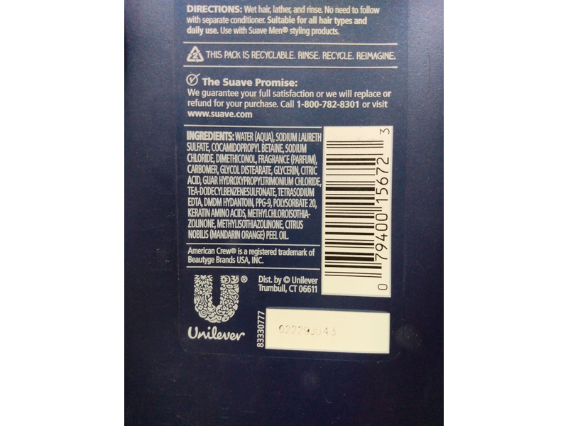 Suave Men Shampoo + Conditioner + Bodywash, 3-In-1 Citrus Rush, 28 fl oz/828 mL