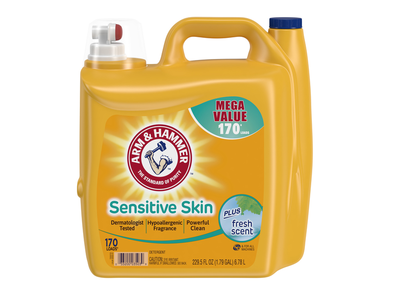 Arm & Hammer Sensitive Skin Plus Fresh Scent Liquid Laundry Detergent, 229.5 fl oz/6.78 L/170 loads