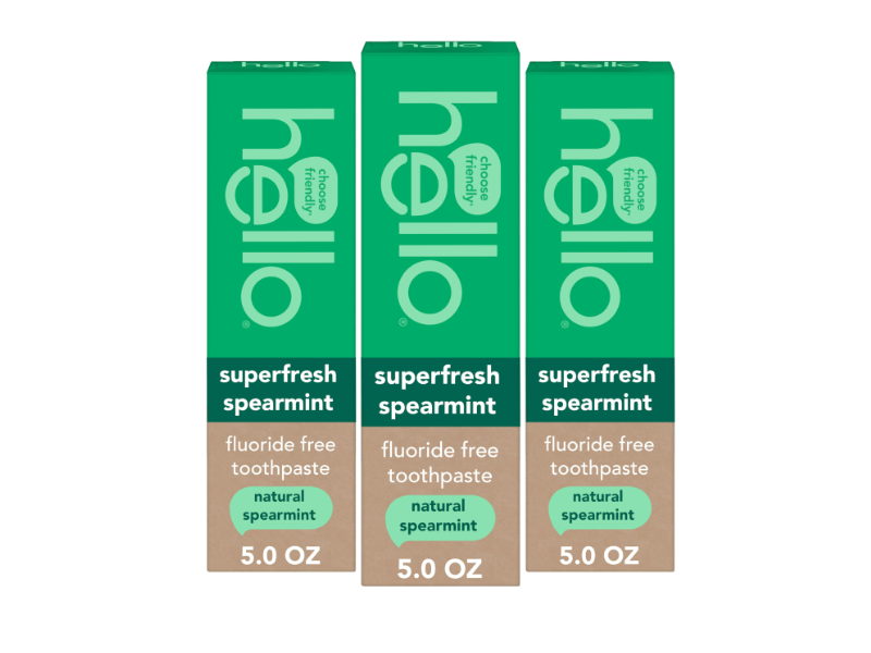 Hello Superfresh Fluoride-Free Toothpaste, Spearmint flavor, 5 oz/141 g, Pack Of 3