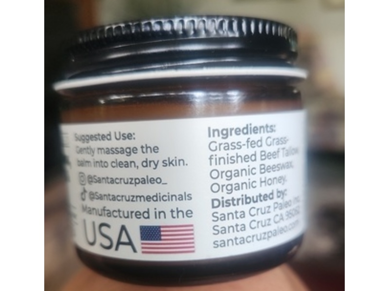 Santa Cruz Paleo Skin Moisturizer, Beef Tallow + Beeswax & Honey, 2 oz/56.7 g