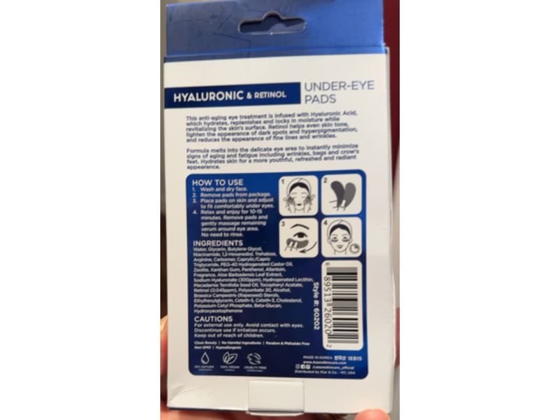 Azure Hyaluronic & Retinol Anti-Aging Under Eye Pads, 0.88 oz/25 g