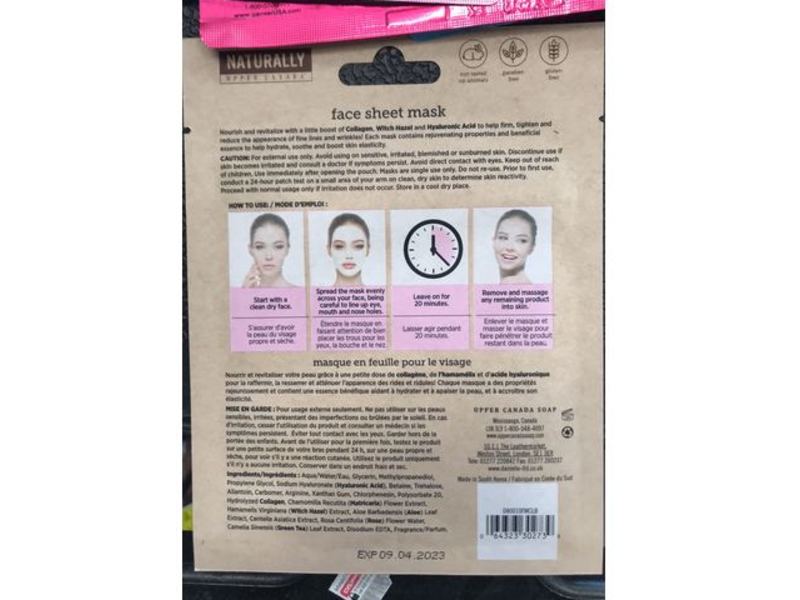 Naturally Soften & Restore Face Sheet Mask, Collagen, 0.88 oz/25 g