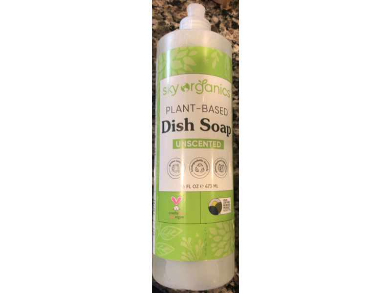 Sky Organics Plant Based Dish Soap, Unscented, 15 fl oz/473 mL