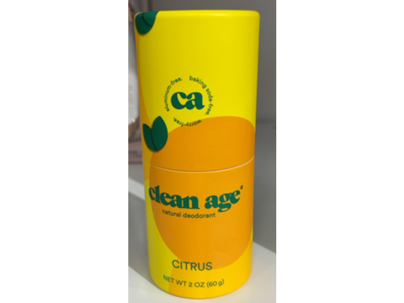Clean Age Natural Deodorant, Citrus, 2 oz/60 g, Pack Of 3