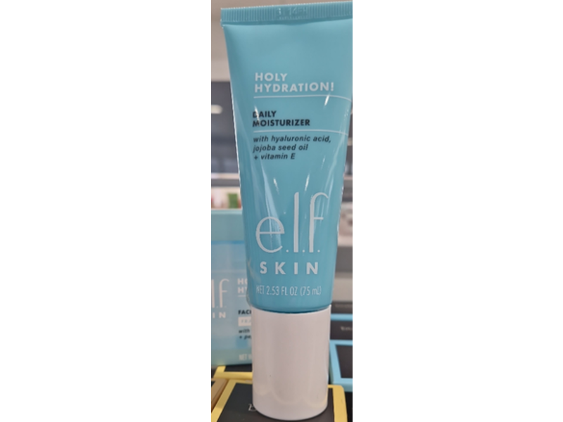 e.l.f Holy Hydration Daily Moisturizer Cream, Hyaluronic Acid, Jojoba Seed Oil, Vitamin E, 2.53 fl oz/75 mL