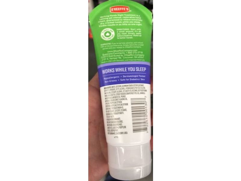 O'Keeffe's Working Hands Night Treatment Hand Cream, 3 oz/85 g